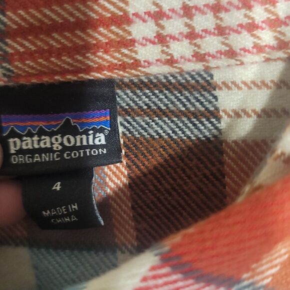 Patagonia Fjord Plaid Flannel Button Down Shirt EUC Midweight sz 4 Red Blue - Picture 2 of 7